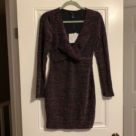 Sparkle Long Sleeve Twist Dress - Picture 1 of 5